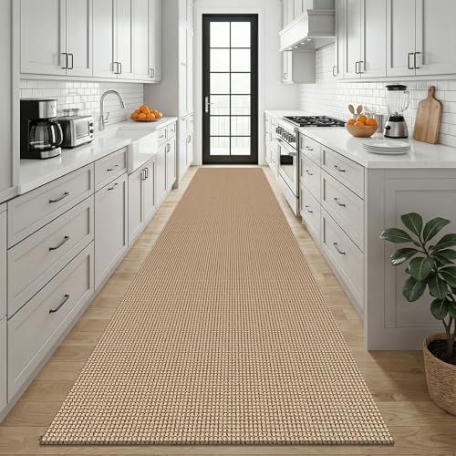 KOZYFLY Boho 3x12 Runners Rugs for Hallway, Long Washable Runner Rug, Woven Non Slip Kitchen Runner, Braided Entryway Rug, Floor Carpet for Entry, Aisle, Hall, Orange Beige/Tan/Brown - Image 2