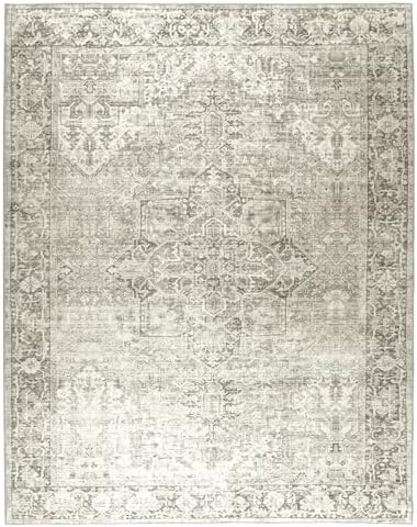 ReaLife Rugs Machine Washable Area Rug - Living Room Bedroom Bathroom Kitchen Entryway Office - Padded Low Pile Stain Resistant Premium - Boho Farmhouse Vintage - Lyle - Beige Ivory 5' x 7' - Image 3