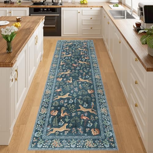 DUKINO 2x6 Runner Rug, Washable Animal Kitchen Rugs Non Slip, Blue - Image 5