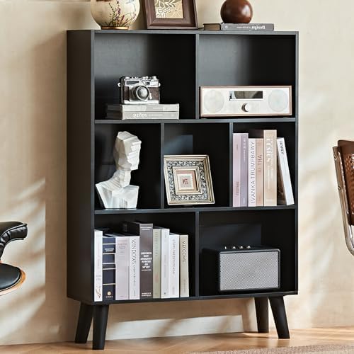 LEYAOYAO Cube Bookshelf, Mid-Century Modern Book Shelf with Legs, Black by LEYAOYAO-Findtheshiningpointofyourideallife%EF%BC%81