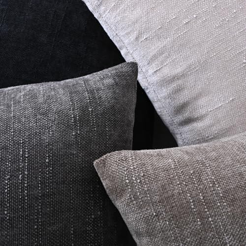 Set of 4 Soft Textured Decorative Throw Pillow Covers 18x18 Inch Cozy Farmhouse Cushion Cover Square Accent Pillow Cases for Bed Couch Sofa Living Room, Black - Image 6