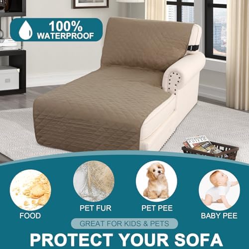 Turquoize 100% Waterproof Sofa Covers Chaise Lounge L Shape Sofa Protector - Image 2