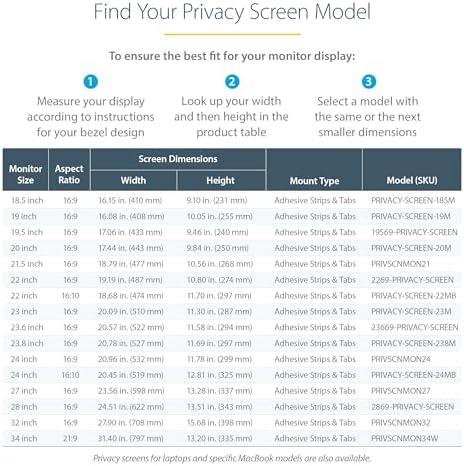 StarTech 18.5in 16:9 Monitor Privacy Screen Filter, Matte/Glossy Sides, TAA - Image 5