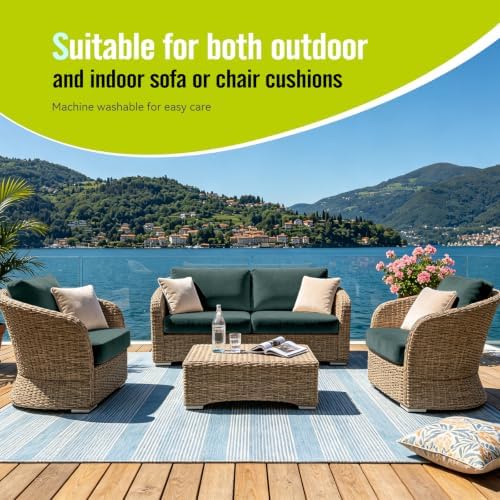 8Pcs Outdoor Cushion Covers, Stretch Patio Furniture Couch Chair Slipcovers - Image 5