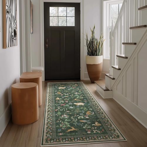 Washable Kitchen Rug Runners for Hallways: 2'x6' Bedroom Runner Rug Non Slip Low-Pile Stain Resistant Carpet Runner for Indoor Entryway Hallways Kitchen Laundry Room Beside Farmhouse - Image 2
