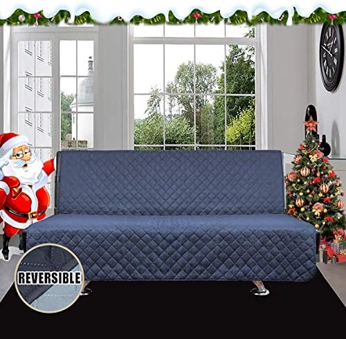 Easy-Going Reversible Couch Cover, Large Futon Sofa, Dark Blue/Light Blue - Image 2