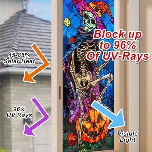 HOMETITUTE Halloween Skull Pumpkin Privacy Window Cling 17.7x39.3 PVC - Image 4