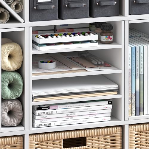 Furinno Cubicle 3-Shelf Cube Insert, 3-Tier Cube Organizer, White - Image 6