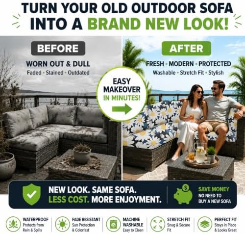 8 Pcs Outdoor Cushion Covers, Patio Sofa Cushion Covers Replacement - Image 3