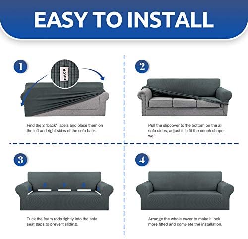 KEKUOU Stretch Loveseat Couch Cover, 2 Cushion Couch Slipcover,Grey - Image 6