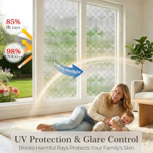 Sunbaby Reeded Glass Window Privacy Film, Frosted Static Cling,23.6"x78.7" - Image 3