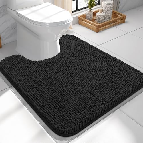 OLANLY Toilet Rugs U-Shaped 24x24, Soft Absorbent Chenille Contour Rugs by OLANLY