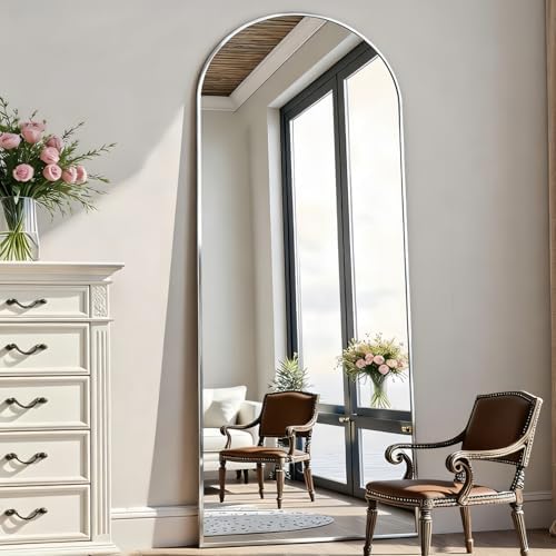 Rowjut Floor Mirror Arched Full Length Mirrors, Mirror Full Length Standing Hanging or Leaning Against Wall, 59"x18" Large Full Body and Wall Mounted Mirror for Bedroom Living Room, Silver by Rowjut