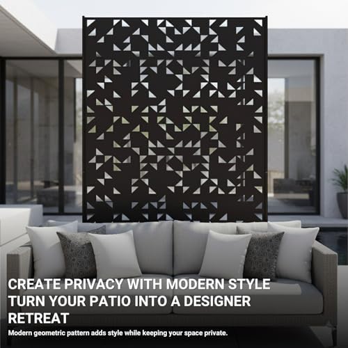 Metal Privacy Screen Outdoor 6FT – Laser-Cut Geometric Mosaic Decorative Steel Panel, Weather-Resistant Freestanding Rustproof Privacy Wall Divider for Patio, Garden, Deck & Balcony - Image 2