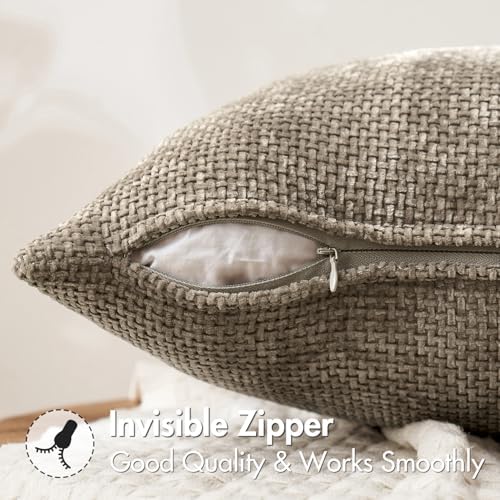 MIULEE Decorative Couch Throw Pillow Covers 18x18 Inch Neutral Khaki 2 Pack - Image 5