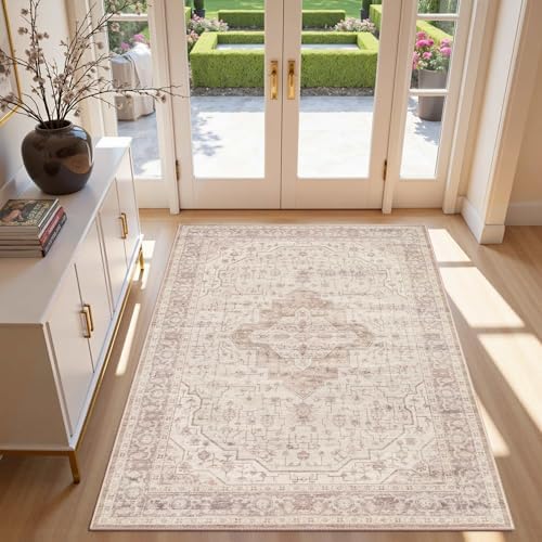 Rugxara 3x5 Entryway Rug,Pink Vintage Boho Bedroom Area Rug by Rugxara