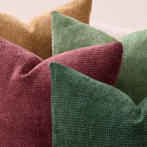 MIULEE Soft Decorative Chenille Pillow Covers Christmas Dark Green 18x18 - Image 7