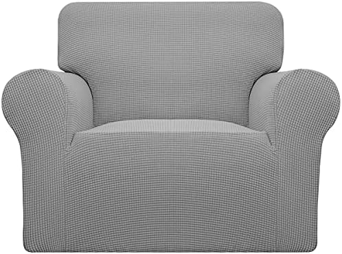 Easy-Going Stretch Chair Slipcover with Arm Washable Light Gray by Easy-Going
