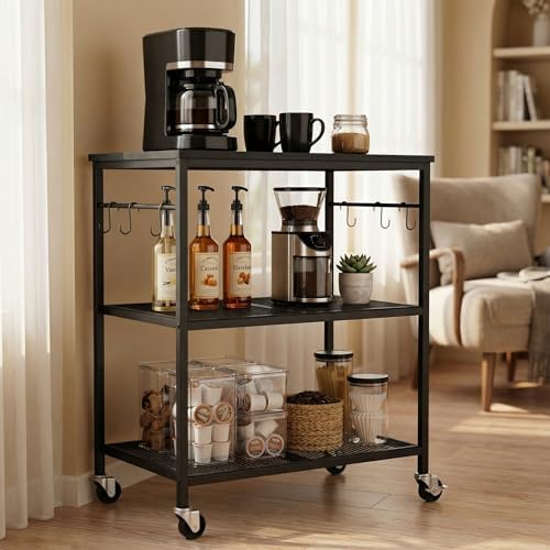 Homleke 3-Tier Rolling Kitchen Microwave Cart, Utility Cart - Image 6