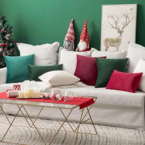 MIULEE 12x20 Inch Lumbar Velvet Throw Pillow Covers Wine Red - Image 5