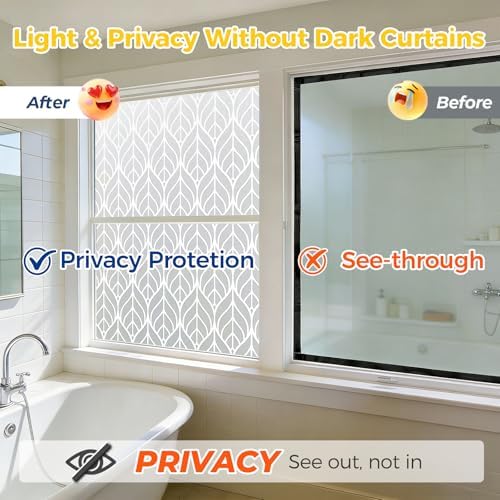 OHTMERU Window Privacy Film Decorative Non-Adhesive, Reusable, Anti-Glare - Image 3