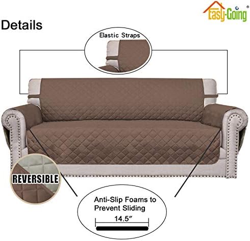 Easy-Going Sofa Slipcover Reversible Loveseat Sofa Cover Couch Cover for 2 Cushion Couch Furniture Protector with Elastic Straps for Pets Kids Dog Cat (Oversized Loveseat, Brown/Beige) - Image 3