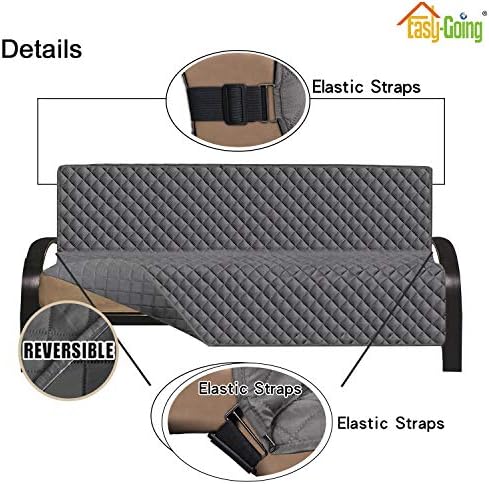 Easy-Going Reversible Couch Cover, Large Futon Sofa, Gray/Gray - Image 3