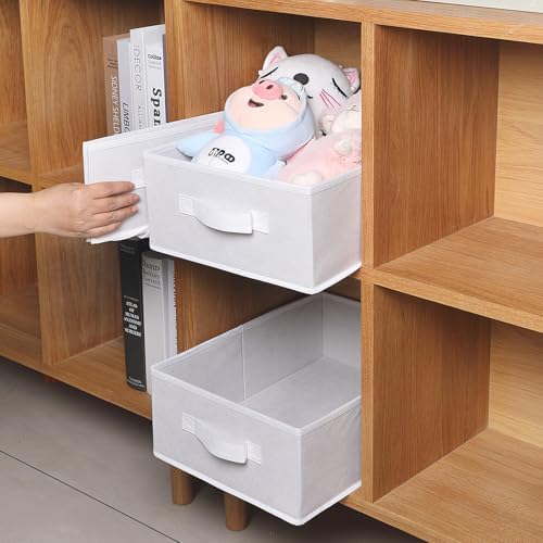 Clothings Collapsible Storage Bins, Foldable Organizers and Storage Baskets Cube Storage Bin for Bedroom Living Room (4 Pack) (White, 15.4x11.4x5.5inch) - Image 7