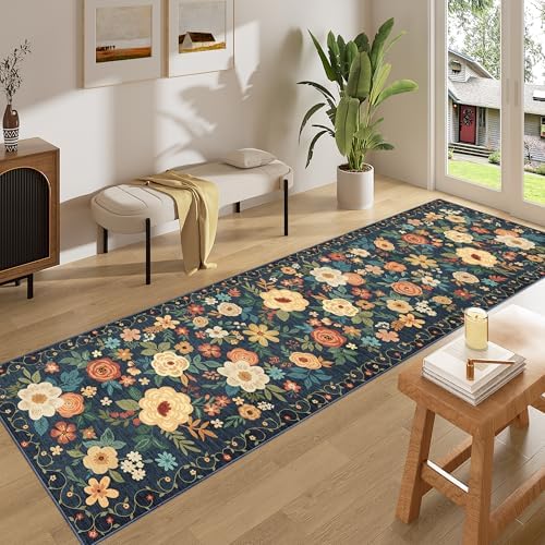 DUKINO 2x8 Runner Rug, Washable Runner Rug for Kitchen Non Slip, Navy Blue - Image 3