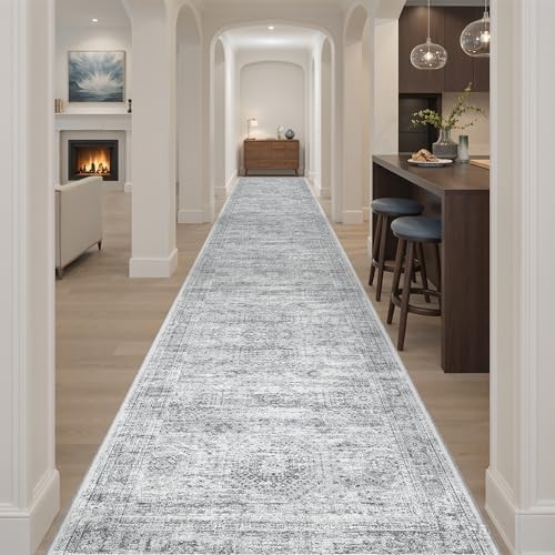 Soalmost Washable Hallway Runner Rug 3x18 Kitchen Entry Rugs Non-Slip, Grey - Image 4