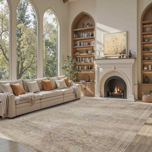 Rugxara Beige 8x10 Area Rugs for Living Room Bedroom Large Washable Rug - Image 2