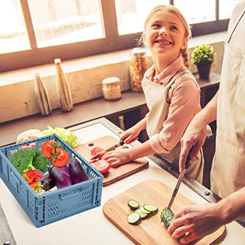 Plastic Drawer Organizer Collapsible Storage Boxes Crate,4-Pack Stackable Folding Storage Basket Closet Containers Toy Organiser for Home Office Bedroom Kitchen Drawer Pull Out Under Bed-Blue - Image 2