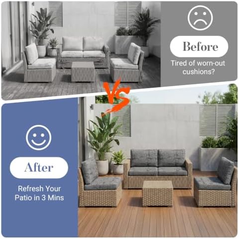 8Pcs Patio Cushion Covers Stretch Outdoor Furniture Protector Slipcovers - Image 5