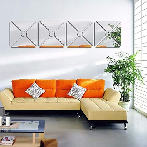 3D Mirror Wall Stickers, Acrylic Square Geometric Pattern DIY Art Decals, Self Adhesive Mirror Plastic Wall Sheet Tiles Home Decoration for Living Room Bedroom Stair Wall Decor (Triangle- 8pcs) - Image 6
