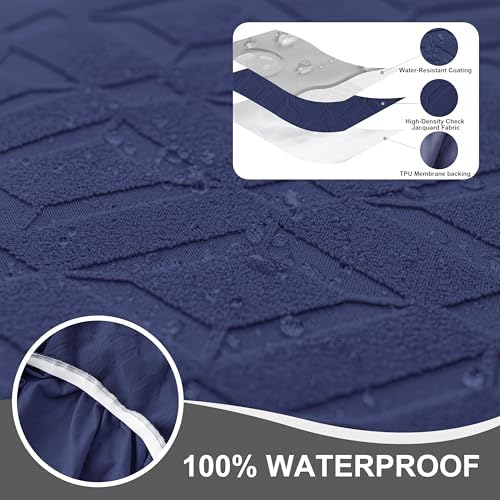 Genina Waterproof Recliner Loveseat Cover,2 Seat Couch Cover,Navy Blue - Image 3