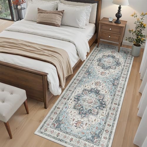 Madane Hallway Runner 3x8, Kitchen Rugs Washable Entry Rug, Blue - Image 4