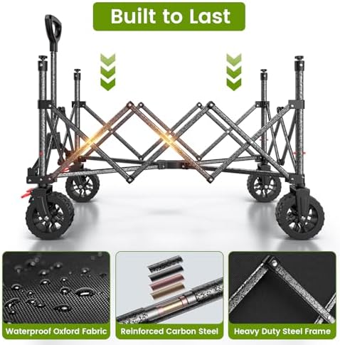 Blomoba Collapsible Wagon Cart with Wheels, 330lbs Heavy Duty Wagon, Black - Image 4