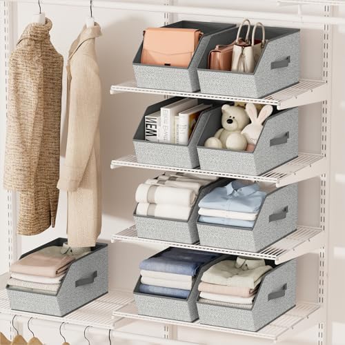 Homsorout Large Closet Storage Cubes - Closet Storage Bins with Dual Handles for Clothes, Towels, Toys, Shelf Organizer Bins for Bedroom, Nursery, Shelves, Small Spaces, Ant Light Gray, 3 Pack - Image 4