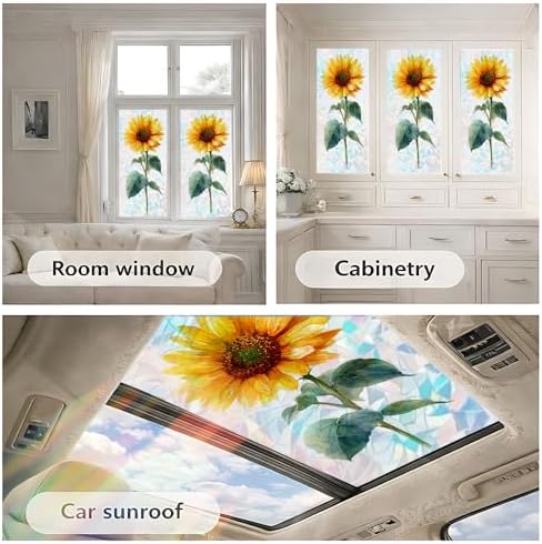 Cmialusie Sunflower Window Film 39.3 x 17.3 Inch Cling - Image 4