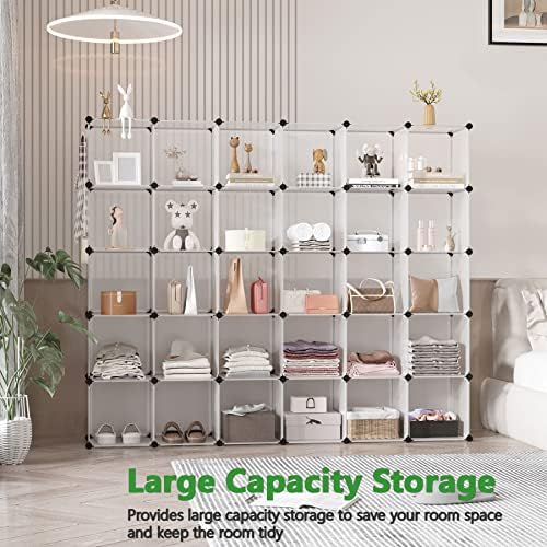 C&AHOME 30-Cube Shelf, Plastic Cube Storage Organizer, DIY Bookshelf White - Image 3