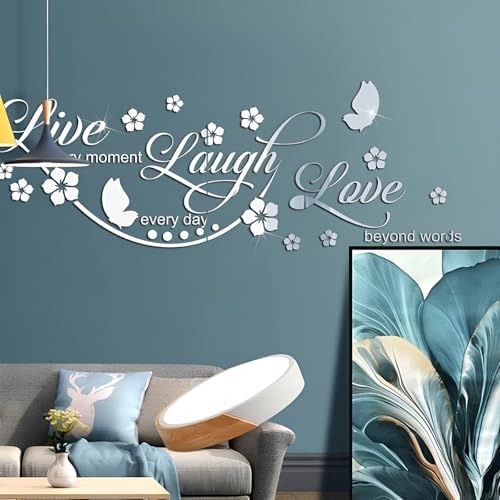 Live Laugh Love Mirror Decal, Inspirational Wall Stencils Peel and Stick Quotes, Decorative Wall Stickers Decor Living Room, Motivational Sayings Words for Bedroom Home Wall Art, Gold - Image 6