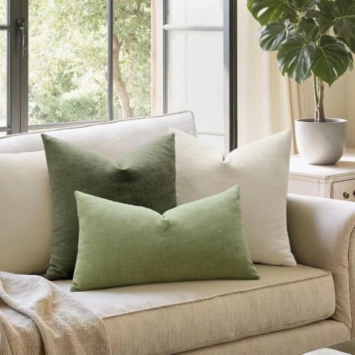 MIULEE Olive Green Chenille Couch Throw Pillow Covers, 16x16 - Image 4