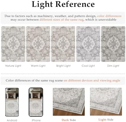 6x9 Grey Washable Area Rug Non Slip Vintage Carpet - Image 4