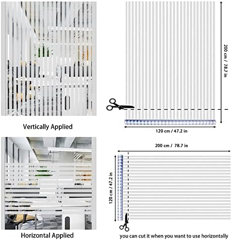 Qualsen Window Privacy Film Frosted Stripe Window Film, 47.2'' x 78.7'' - Image 2