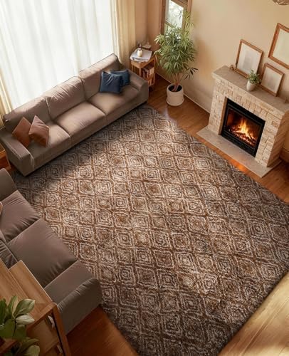 Ophanie Area Rugs for Bedroom Living Room,Color Brown and White,Size 6' x 9',Shape Rectangular - Image 5