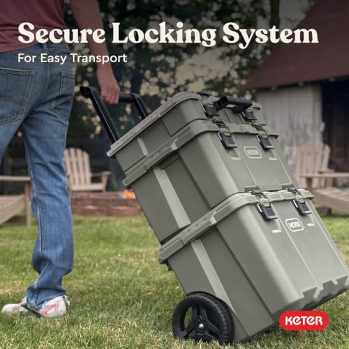 Keter Stack-N-Roll Outdoor Gear Organizer, 3-Piece Rolling Storage System - Image 5