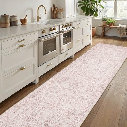 Rugxara 2'6" x 8' Pink Vintage Runner Rug for Hallways Kitchen - Image 2