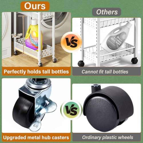 OKZEST Slim Bathroom Organizers and Storage Cart with Toilet Paper Holder - Image 4