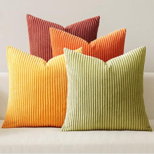 MIULEE Fall Decorative Throw Pillow Covers Yellow Orange Rust 20x20 by MIULEE