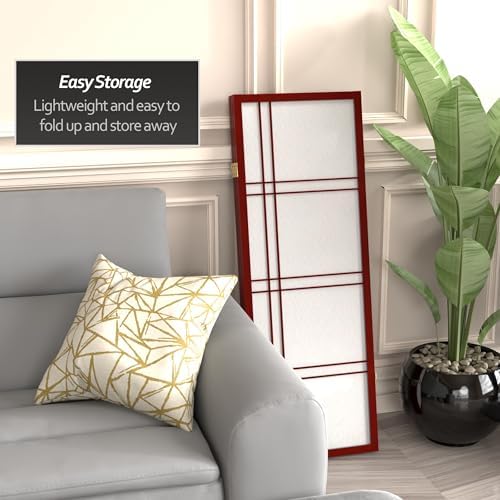 4 ft. Short Double Cross Shoji Screen - Rosewood - 3 Panels - Image 3